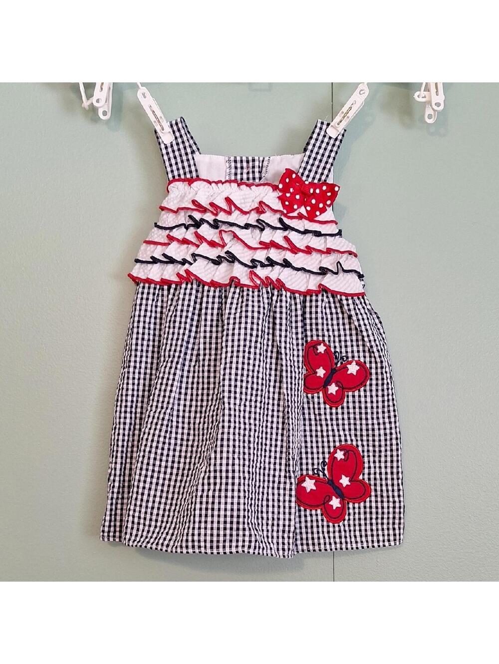 Emily Rose Fourth Of July Blue Plaid Butterfly Dress Size 12M